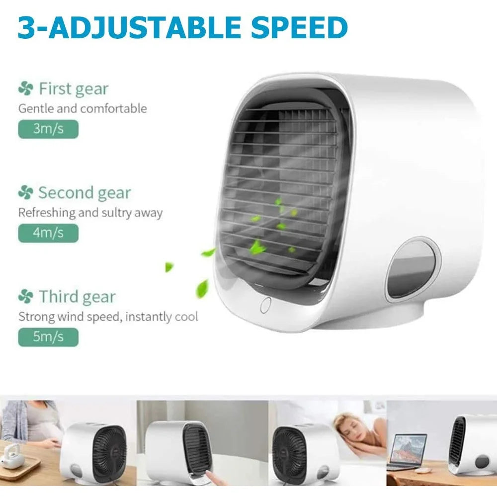 Portable Air Cooler Table Air Conditioner Fan W Icebox Humidifier USB Power