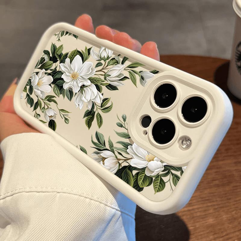 Vintage Floral Pattern TPU Phone Case for Iphone 16 15 14 Pro Max 13 12 11 XR XS plus Shockproof Non Slip Military-Grade Protection Silicone Cover Cellphone Protective Protector Casing Flower